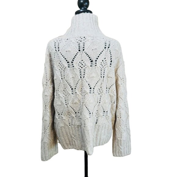 Masai Felisa Copenhagen Fisherman Cable Knit Ivory Turtleneck Wool Sweater S - Picture 3 of 7